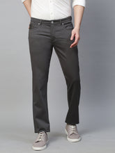 Genips Men's Grey Cotton Stretch Rico Slim Fit Solid 5 Pocket Trouser